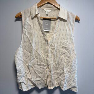 H&M Linen Blend Striped Tank Large NWT